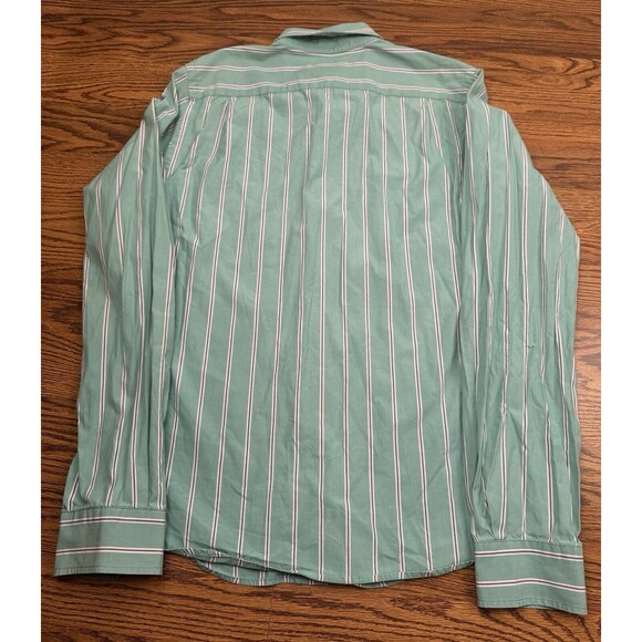 Abercrombie Button Up Mens XL Green Striped Muscle Fit  22" Pit To Pit - Picture 8 of 13